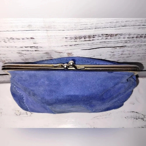 Kisslock Pouch Handbag in Blue Vintage Patchwork Clutch Unique Eclectic - Picture 5 of 6